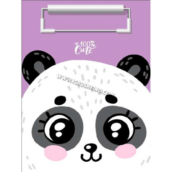 Клипборд А5 deVENTE "100% Cute. Panda" 3034109 картон толщина 2мм,мат.лам.