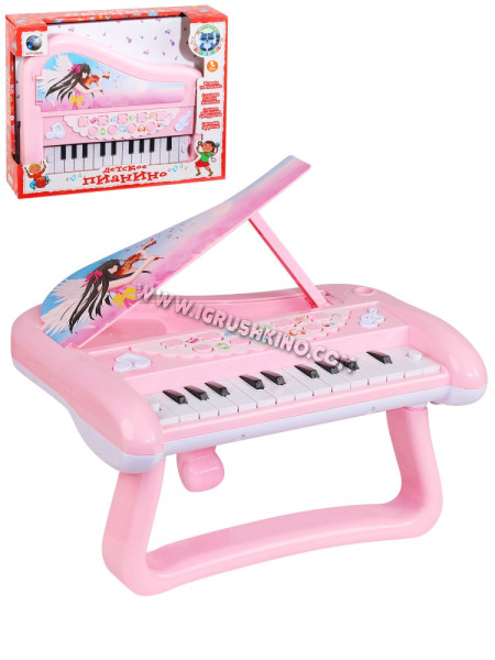 Детский синтезатор со стойкой, свет, звук, голоса животных, муз.инструменты, в/к 32,5 х 26 х 8,5 см