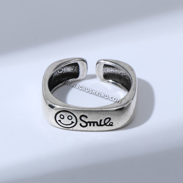 Кольцо "Медь" улыбка, цвет чернёное серебро, безразмерное   7054225