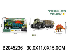 Фрикционный металлический грузовик с динозавром (2 цвета) в/к 30*11*15 см