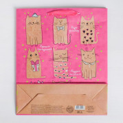Пакет крафтовый вертикальный «Милые котики», ML 23 × 27 × 11,5 см 1830401
