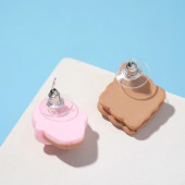 Серьги пластик "Вкусности" печенька с мороженым, цвет бежево-розовый 6912990