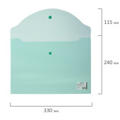 Папка-конверт с кнопкой STAFF, А4, до 100 л, прозрачная, зеленая, 0,12 мм, 225171