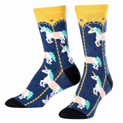 Дизайнерские носки серии Lovely Animals &quot;Единороги и карусель&quot;, р-р 36-42 (синий, желтый)
