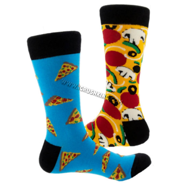 Дизайнерские носки серии Нескучная пара "Ужин в итальянском стиле", р-р 38-44 (оранжевый, синий)
