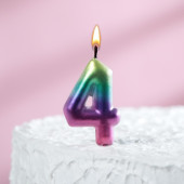Свеча восковая для торта "Акварельная", цифра "4" 120316