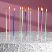 Свечи для торта коктейльные с подставками, 12 см, набор 12 шт 1670292