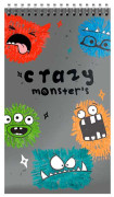 Блокнот А7  40л. SchoolФормат спираль &quot;Crazy Monsters&quot; БЛ7-КМ клетка,уф-лак