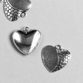 Декор для творчества металл "Сердце - две половинки" серебро 2х2 см   7822715