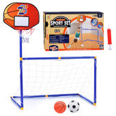 Ворота футбольные с баскетбольной стойкой, мячом и насосом, в коробке