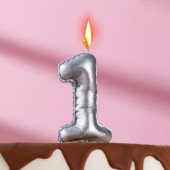 Свеча в торт "Шары", цифра 1, серебро, 7 см 7337335