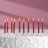 Свечи в торт "Спираль", 10 шт, средние, 7 см, красный металлик 2919670