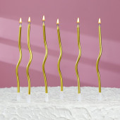 Свечи для торта  "Серпантин" 6  шт, коктейльные, золото   5541528