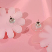 Серьги акрил "Цветочки" одуванчики, цвет бело-розовый   7098717