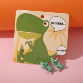Серьги из полимерной глины "Динозавр", цвет зеленый   9215642