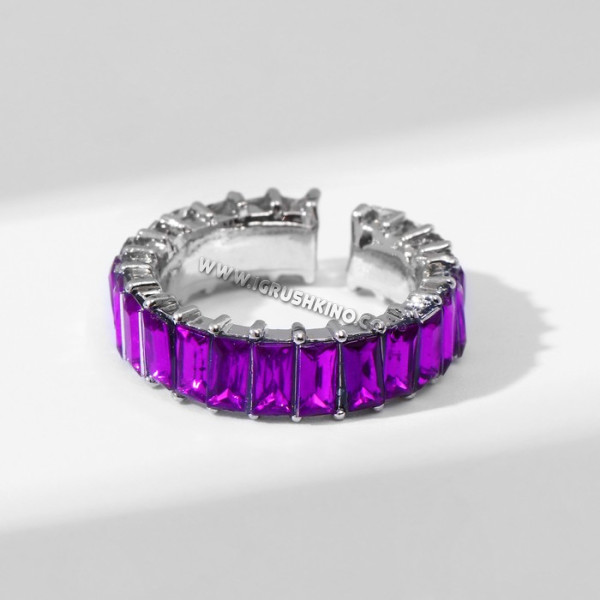 Кольцо "Тренд" параллель, цвет фиолетовый в серебре, безразмерное   7992649