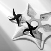 Серьги металл "Япония" сюрикены гвоздики, цвет чёрный   9473101