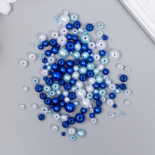 Бусины для творчества пластик "Круглые. Ассорти синее" d=3-8 мм, набор 10 гр   7459630