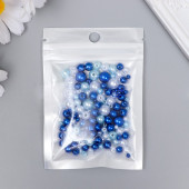 Бусины для творчества пластик "Круглые. Ассорти синее" d=3-8 мм, набор 10 гр   7459630