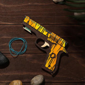 Сувенир деревянный «Резинкострел, жёлтые линии» + 4 резинки   4577002