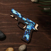 Сувенир деревянный «Резинкострел, синий камуфляж» + 4 резинки   4576999