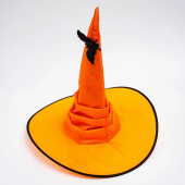 Карнавальная Шляпа драпированная р-р 56-58 блестящая оранжевая с летучей мышью   9440428   9813980