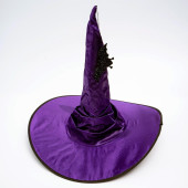 Карнавальная Шляпа драпированная р-р 56-58 блестящая фиолетовая с летучей мышью   9440426   9813981