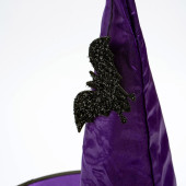 Карнавальная Шляпа драпированная р-р 56-58 блестящая фиолетовая с летучей мышью   9440426   9813981