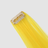 Локон накладной искусственный 50(±5)см волос прямой матт 5гр на заколке жёлтый QF   5403356