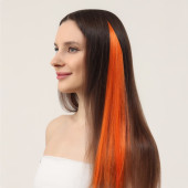 Локон накладной искусственный 50(±5)см волос прямой матт 5гр на заколке оранж 24С# 7436005