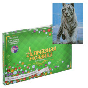 Алмазная мозаика 20х30 &quot;Белый тигр&quot; на картоне с частичн. заполн. (11цв.) (класс.)