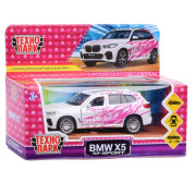 Машина металл BMW X5 для девочек 12 см, (двери, багаж, красный,)инер, в коробке