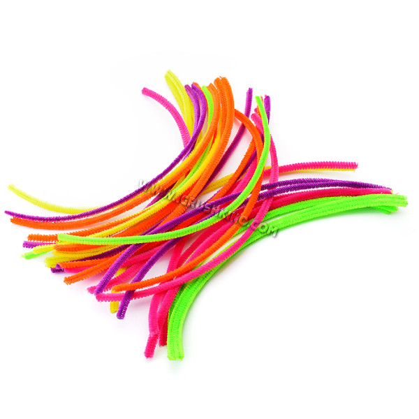 Проволока пушистая Шенил "Neon" для творчества 0,6x30 см, 30 шт, ассорти неоновых цветов, в пластиковом пакете с блистерным подвесом
