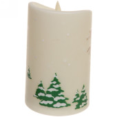 Сувенир с подсветкой "Свеча со снеговичком" 7,5*12,5см (пламя колышется)