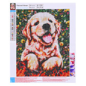 Алмазная мозаика "Веселый щенок" холст 25х30 см (размер выкладки 20х25 см)