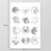Наклейки (стикеры) "Знаки зодиака" 10х15 см, цвет серебро, 5-327 10218887